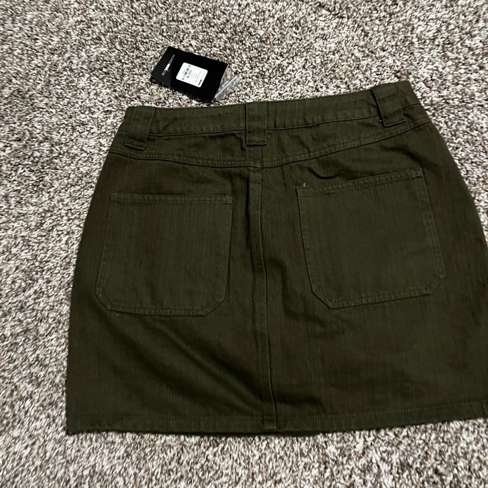 Olive Denim Button Up Skirt